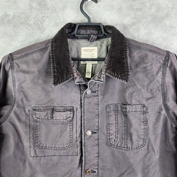 Mens Gray American Eagle Outfitters Workwear Jacket Quilted Lining Button Up XL - Picture 4 of 11